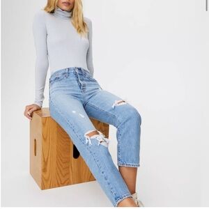 Levi's premium wedgie straight ankle jeans, light wash distressed